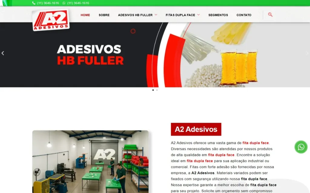 Site A2 Adesivos criado pela Agência Aúnika