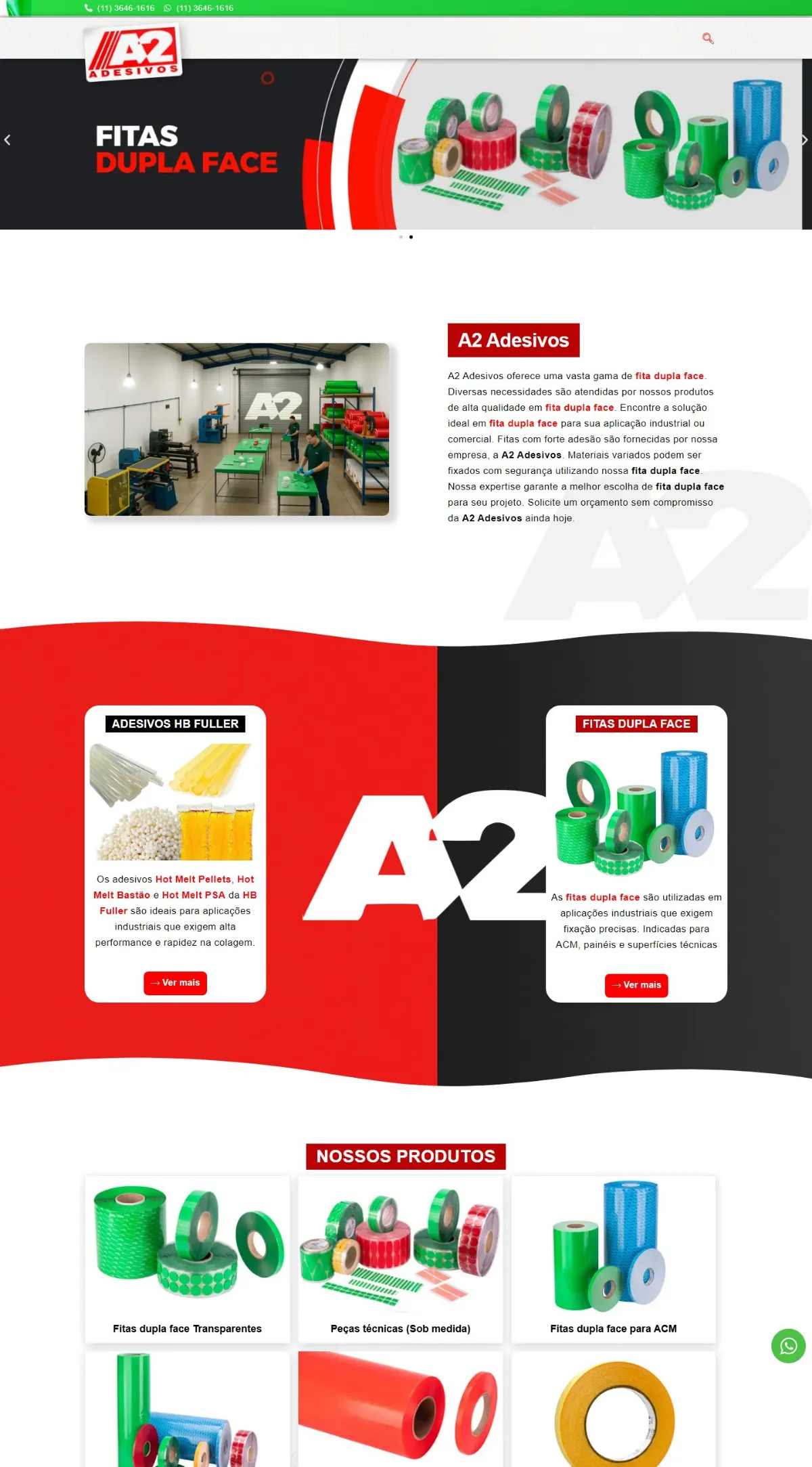 Página inicial do site A2 Adesivos criado pela Agência Aúnika