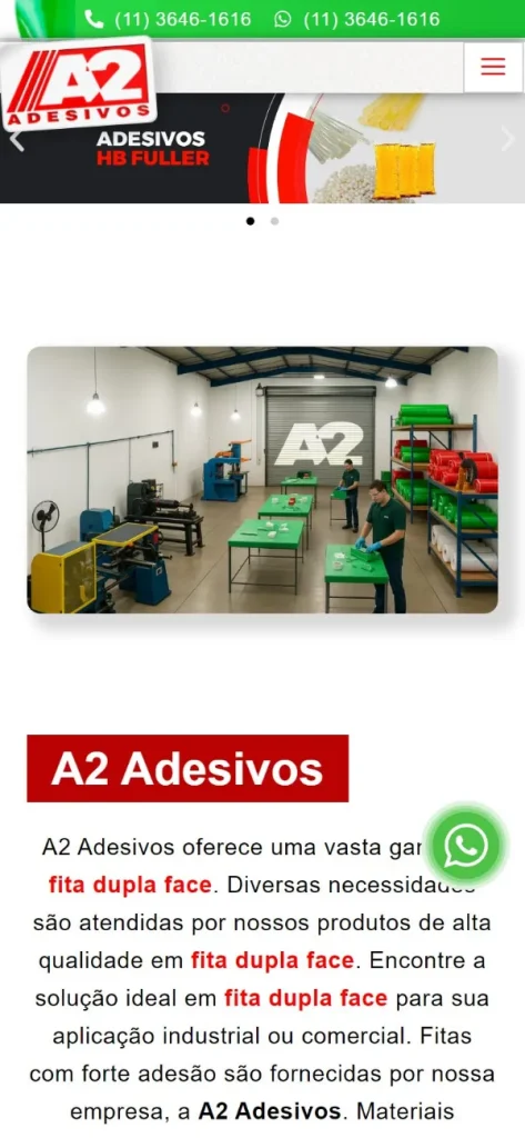 Versão para celular do site A2 Adesivos