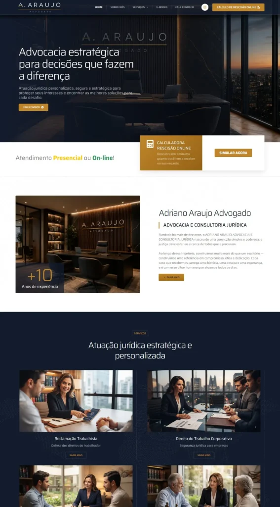 Site Adriano Araújo Advogado criado pela Aúnika