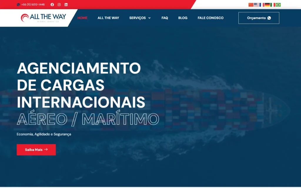 Site All The Way Logistics criado pela Agência Aúnika