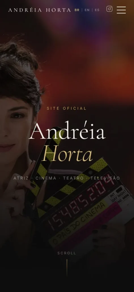 Versão para celular do site Andréia Horta