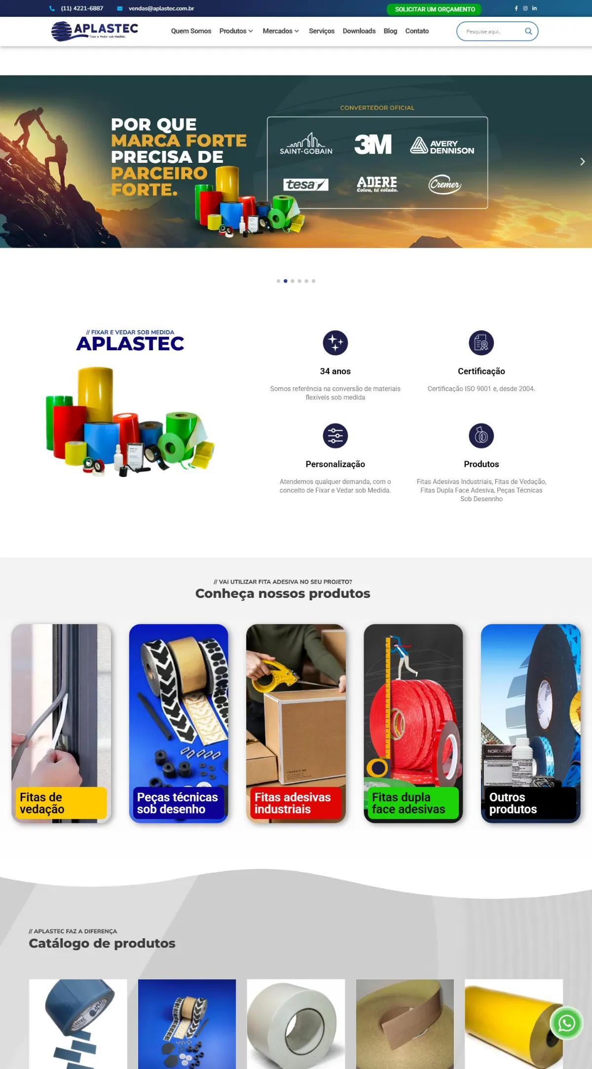 Página inicial do site Aplastec criado pela Agência Aúnika