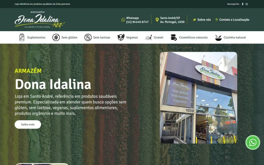 Site Armazém Dona Idalina criado pela Agência Aúnika