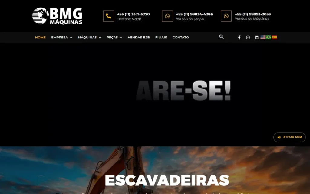 Site BMG Máquinas criado pela Agência Aúnika