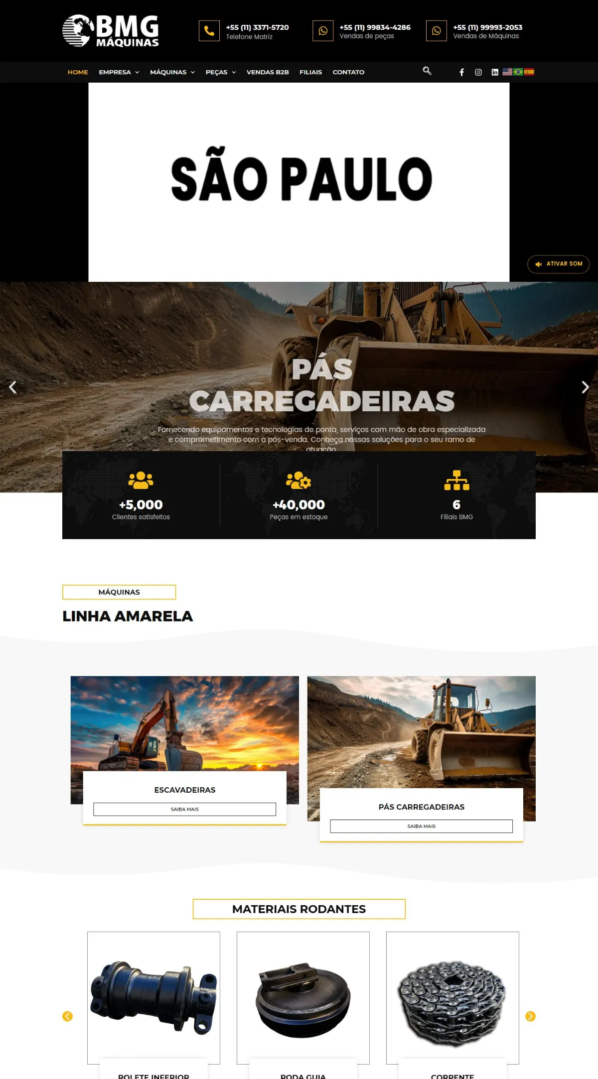 Página inicial do site BMG Máquinas criado pela Agência Aúnika
