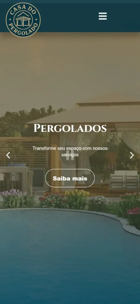 Versão para celular do site Casa do Pergolado