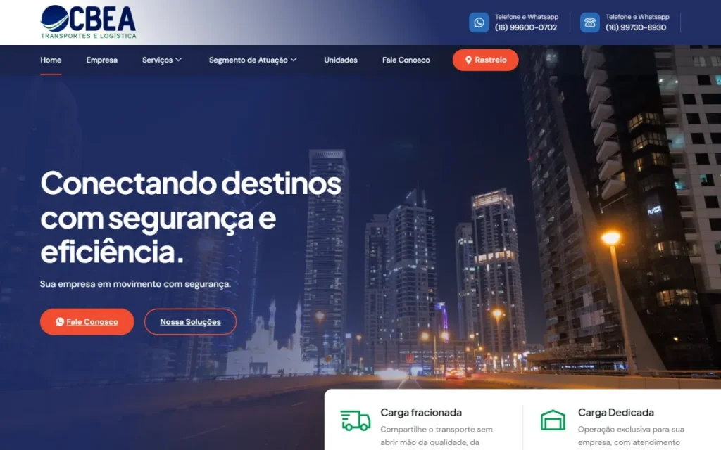 Site CBEA Transportes criado pela Agência Aúnika