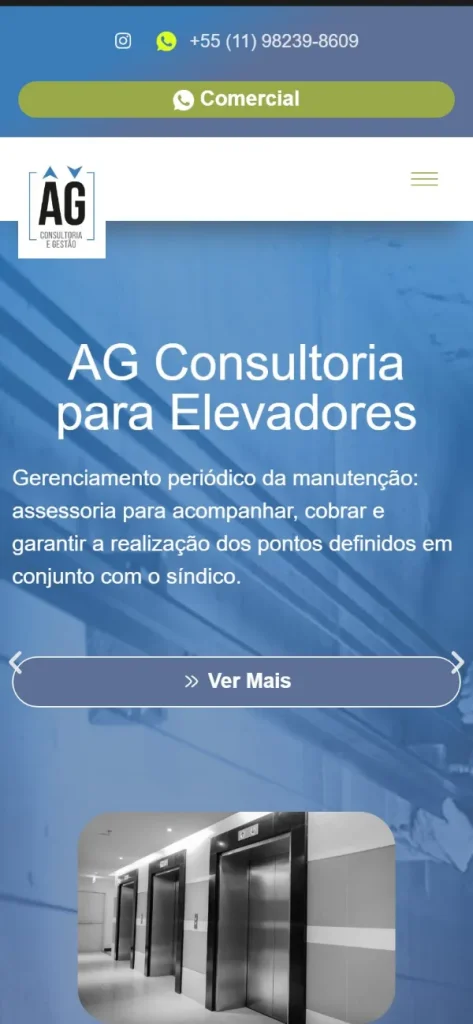 Versão para celular do site AG Consultoria