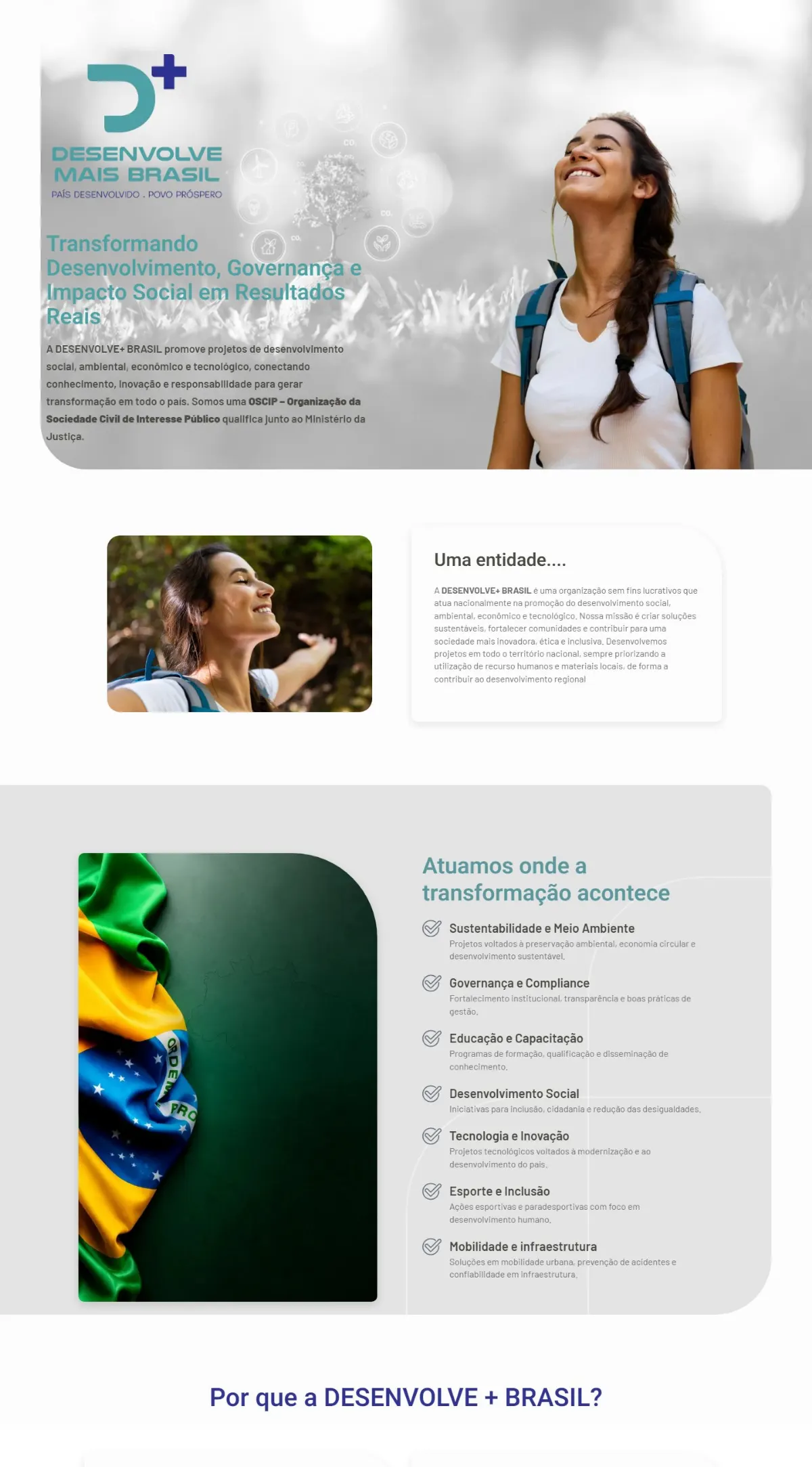 Página inicial do site Desenvolve Mais Brasil criado pela Agência Aúnika