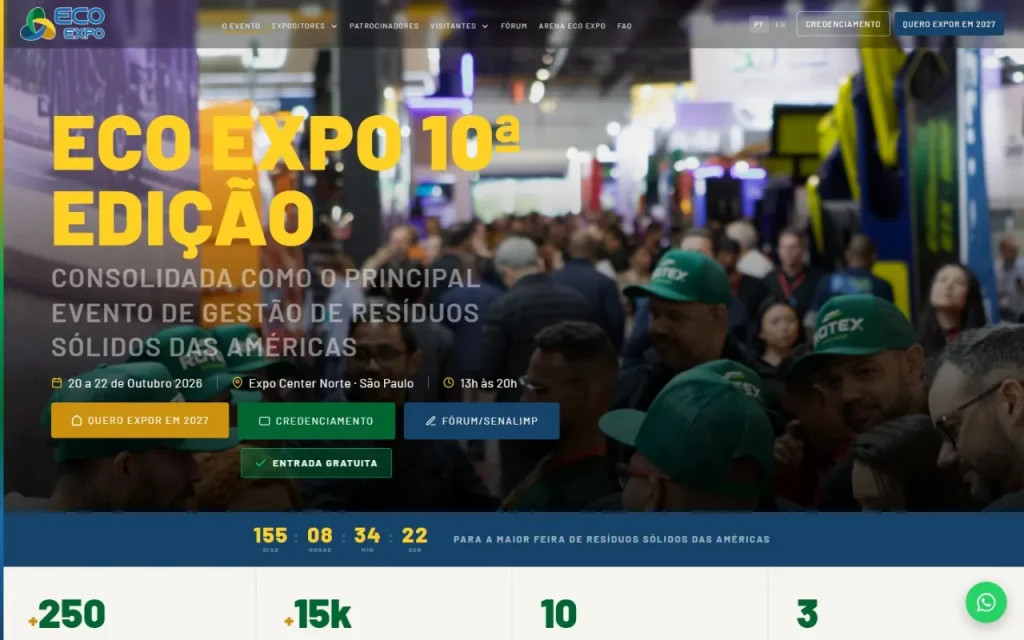 Site Eco Expo criado pela Agência Aúnika