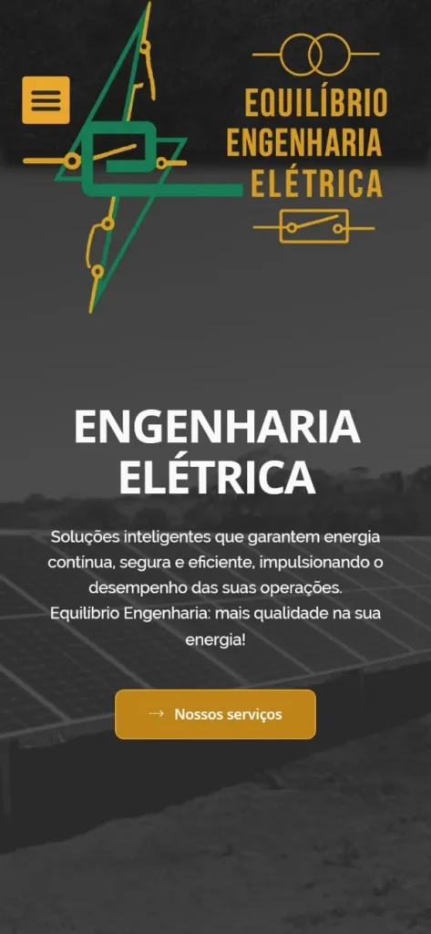 Versão para celular do site Equilíbrio Engenharia Elétrica