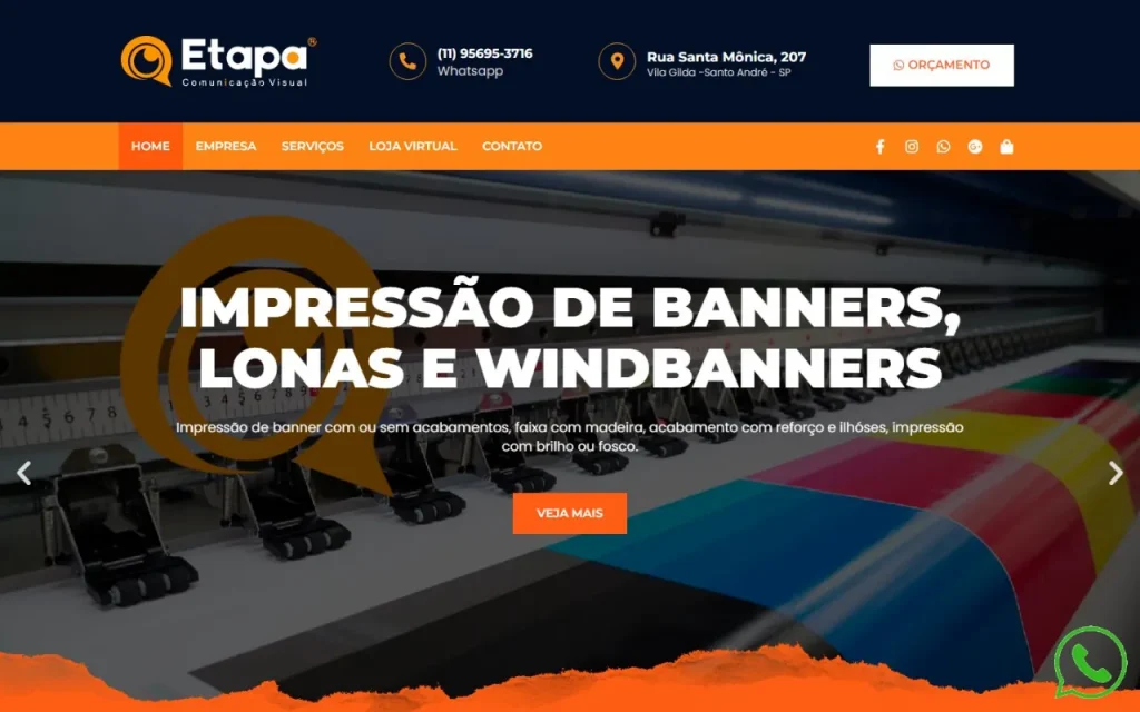 Site Etapa Visual criado pela Agência Aúnika
