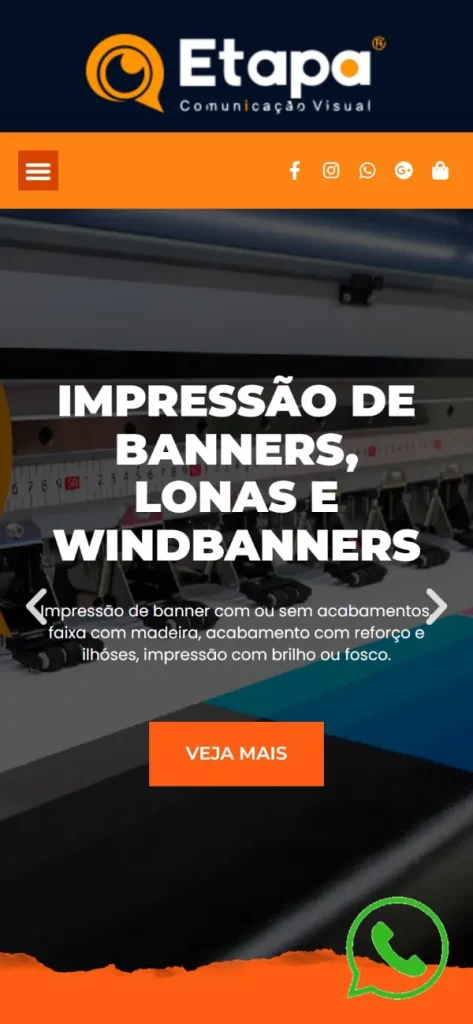 Versão para celular do site Etapa Visual
