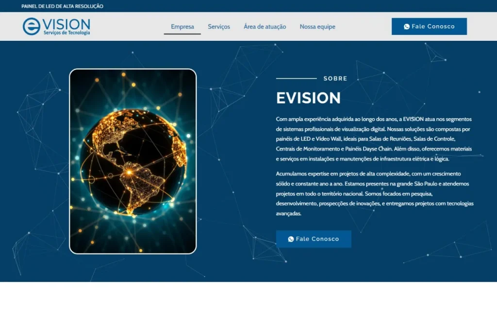 Site Evision criado pela Agência Aúnika
