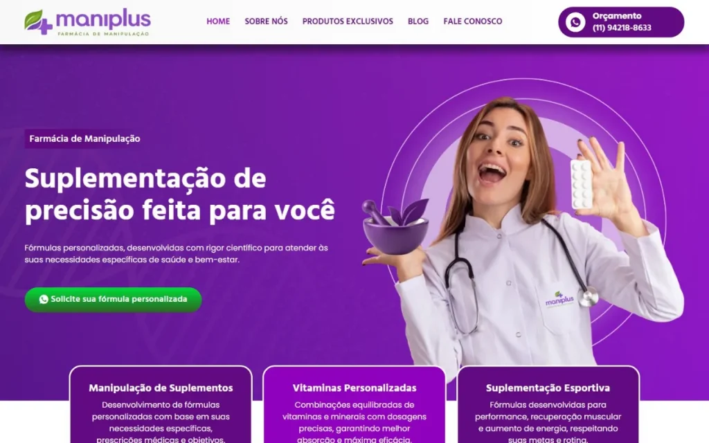 Site Farmácia Maniplus criado pela Agência Aúnika