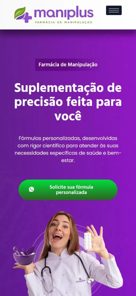 Versão para celular do site Farmácia Maniplus