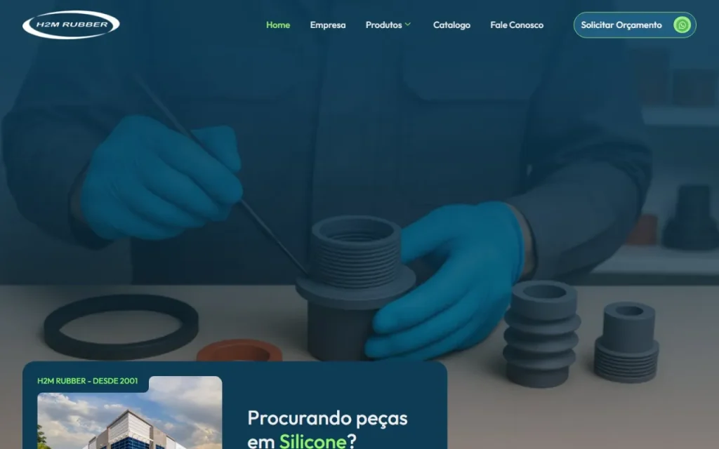 Site H2M Rubber criado pela Agência Aúnika