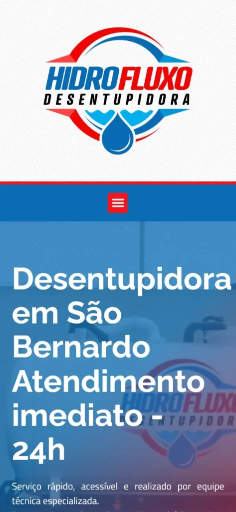 Versão para celular do site Hidro Fluxo Desentupidora