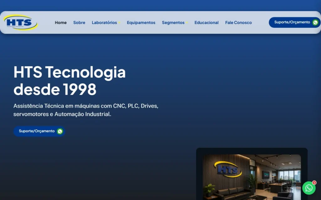 Site HTS Tecnologia criado pela Agência Aúnika