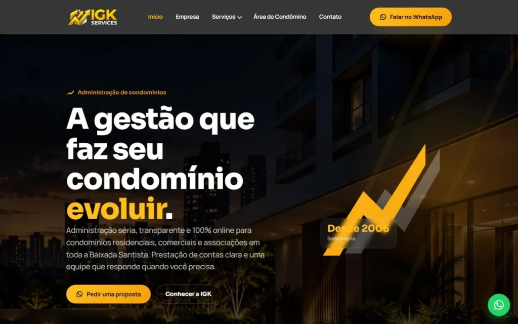 Site IGK Services criado pela Agência Aúnika