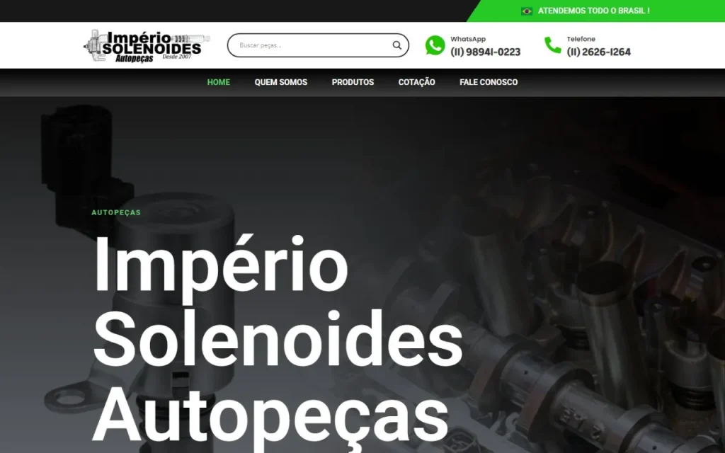 Site Império Solenoides Autopeças criado pela Agência Aúnika