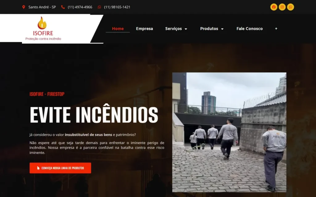 Site Isofire criado pela Agência Aúnika