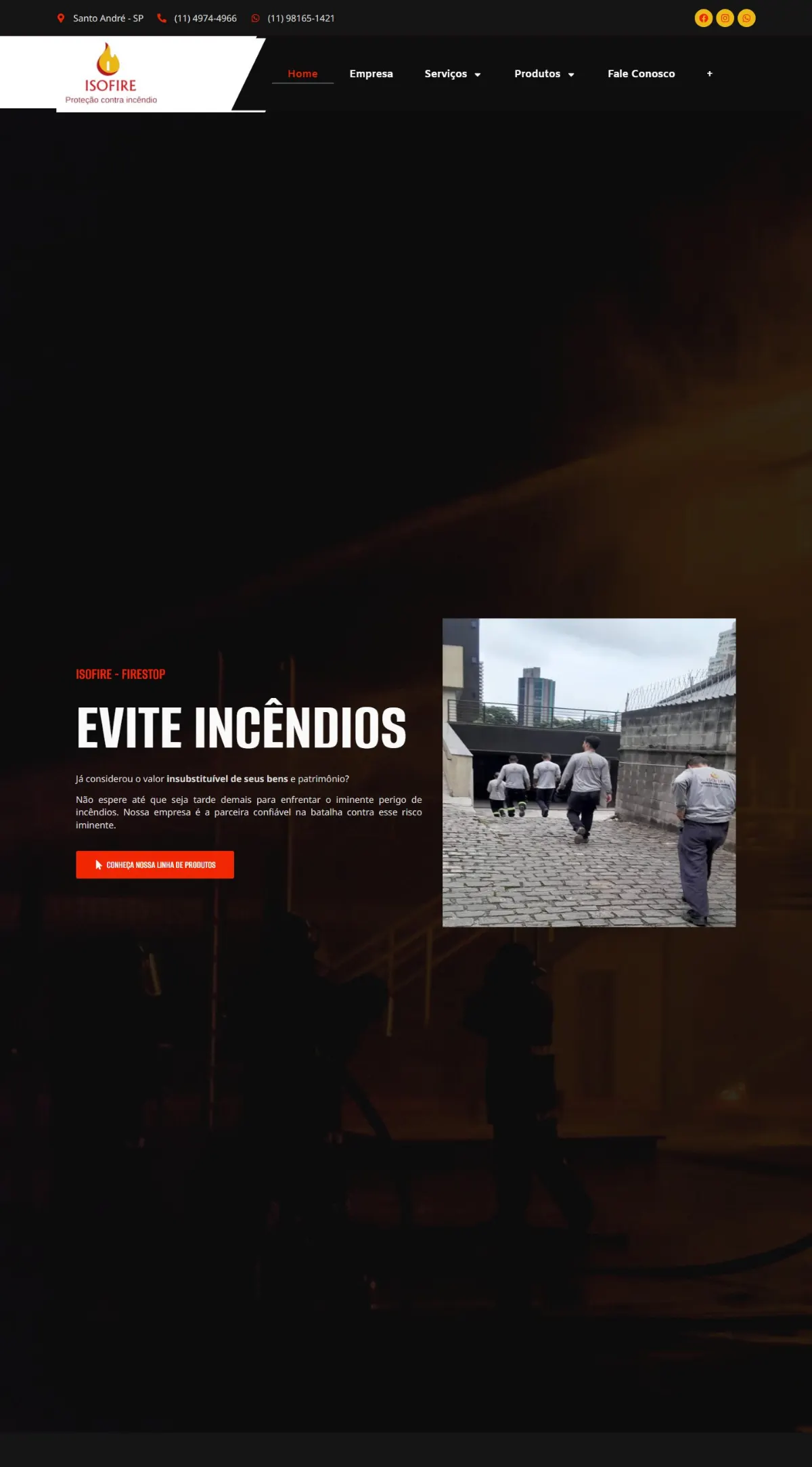 Página inicial do site Isofire criado pela Agência Aúnika