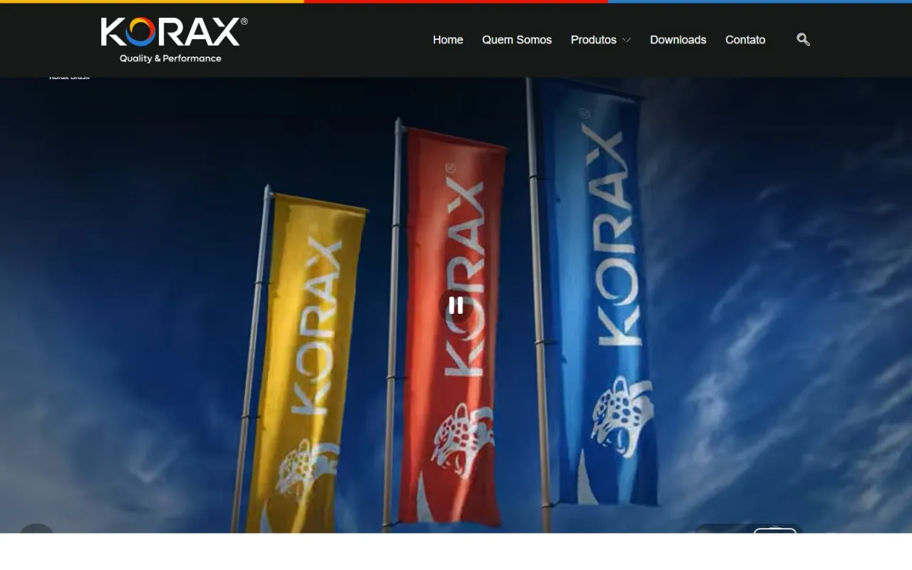 Página inicial do site Korax criado pela Agência Aúnika