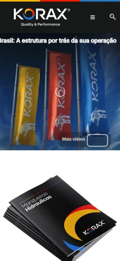 Versão para celular do site Korax