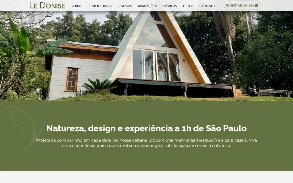 Site Le Donise Cabana & SPA criado pela Agência Aúnika
