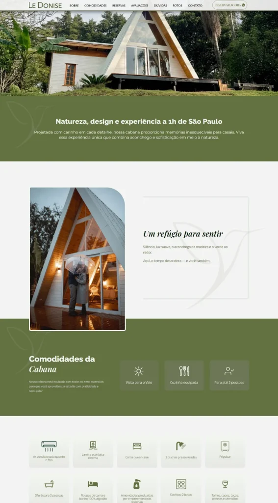 Site Le Donise Cabana & SPA criado pela Aúnika