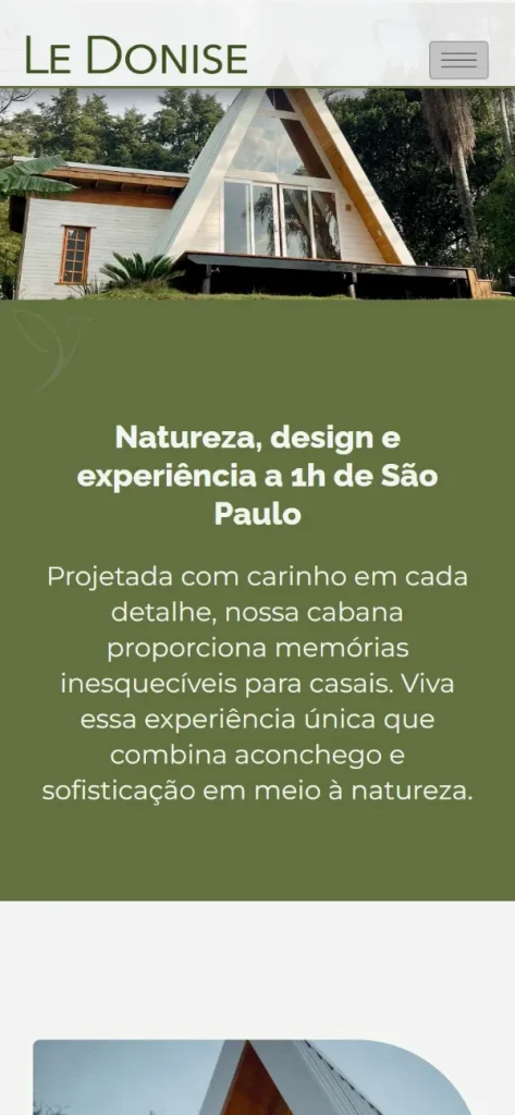 Versão para celular do site Le Donise Cabana & SPA