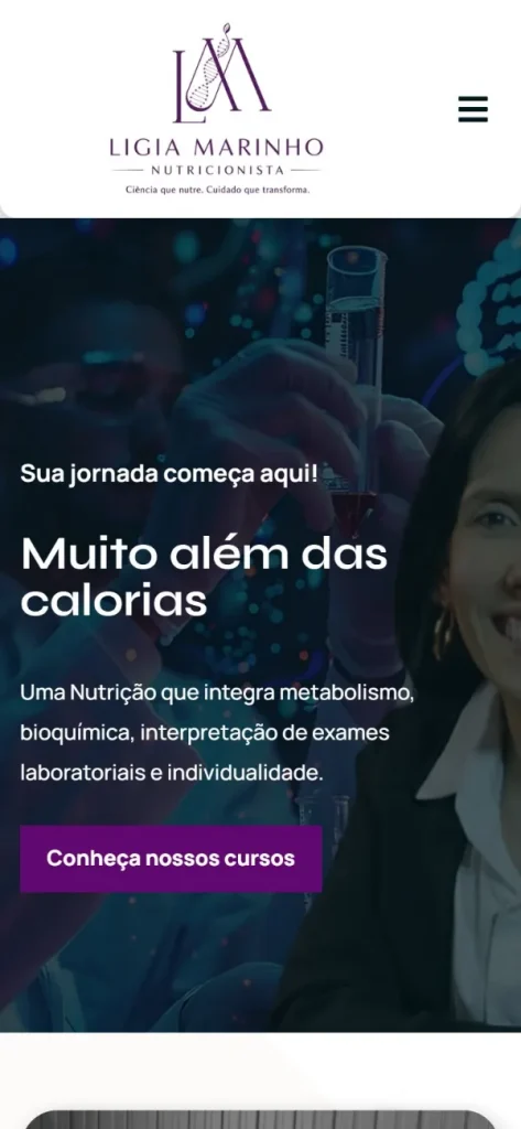 Versão para celular do site Ligia Marinho Nutricionista
