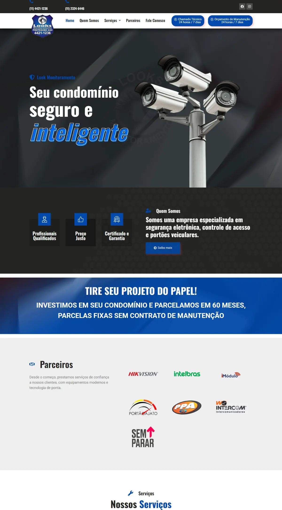 Página inicial do site Looks Monitoramento criado pela Agência Aúnika