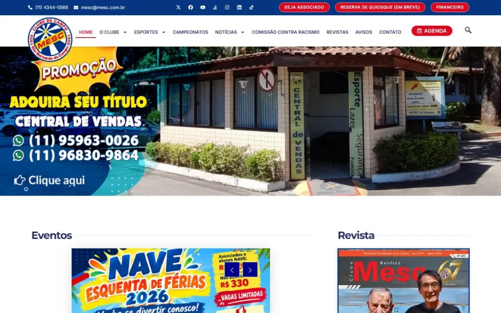Site Clube Mesc criado pela Agência Aúnika