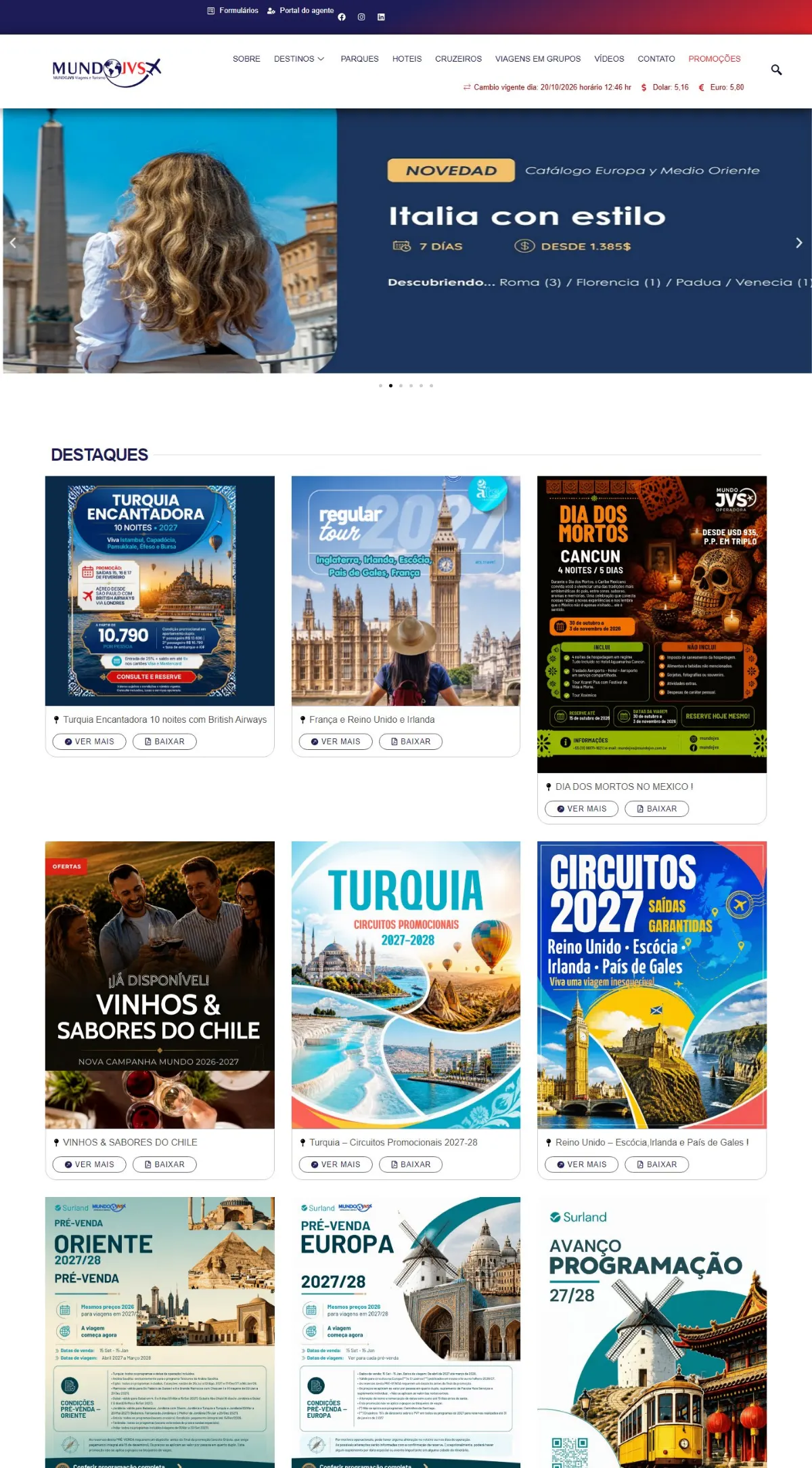 Página inicial do site Mundo JVS criado pela Agência Aúnika