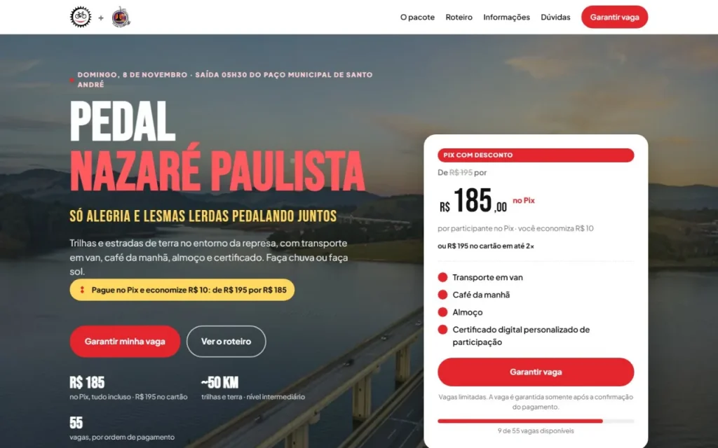 Site Pedal Nazaré Paulista criado pela Agência Aúnika