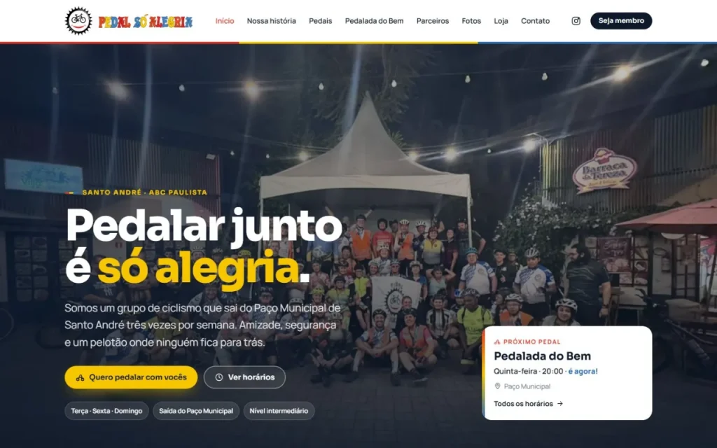 Site Pedal Só Alegria criado pela Agência Aúnika