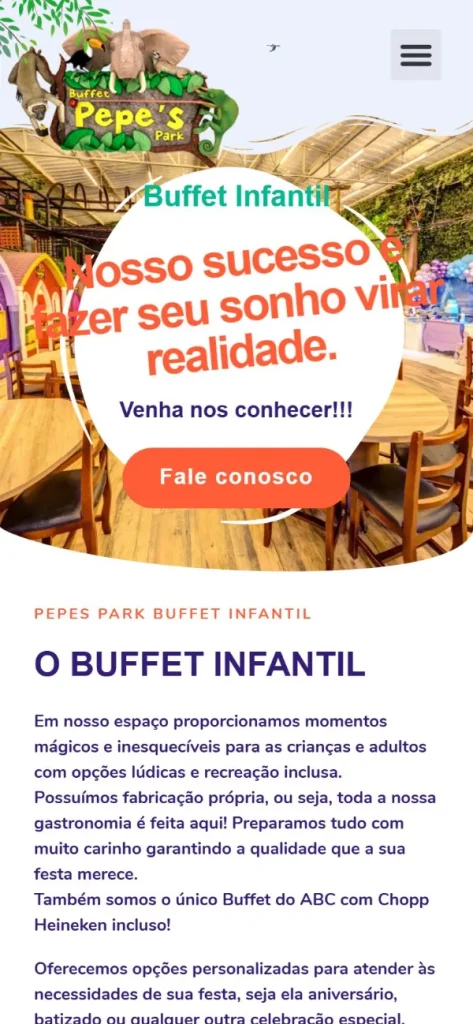 Versão para celular do site Pepe’s Park Buffet Infantil