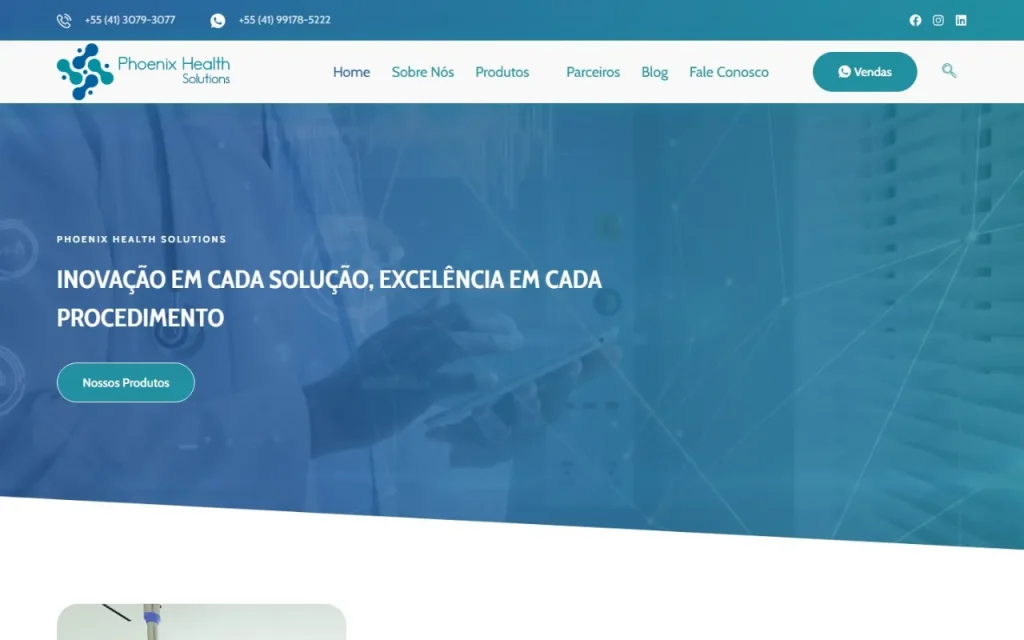 Site Phoenix Health Solutions criado pela Agência Aúnika