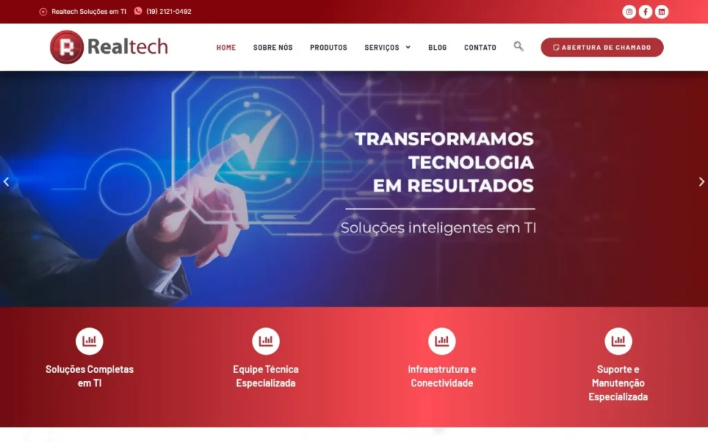 Site Realtech Soluções em TI criado pela Agência Aúnika