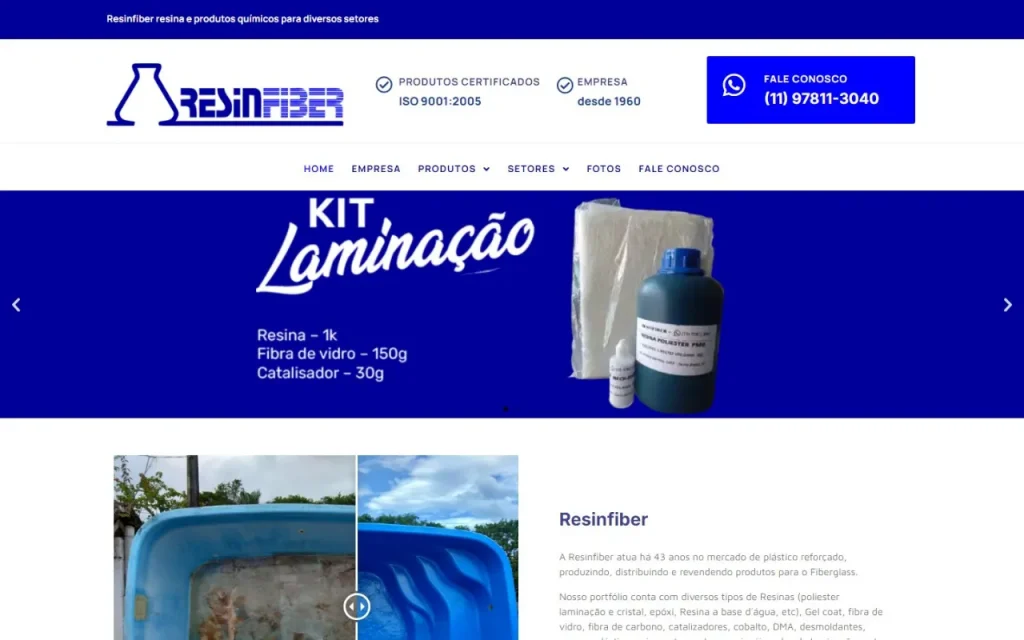 Site Resinfiber criado pela Agência Aúnika