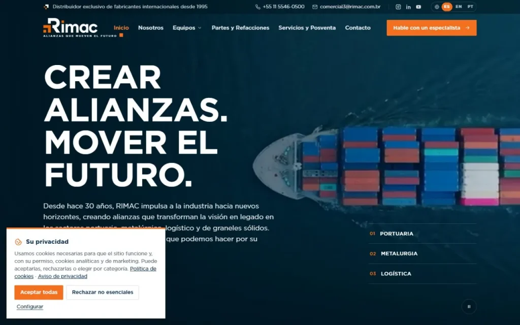 Site RIMAC México criado pela Agência Aúnika