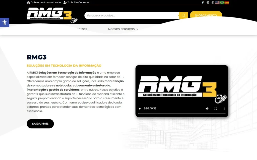 Site RMG3 criado pela Agência Aúnika