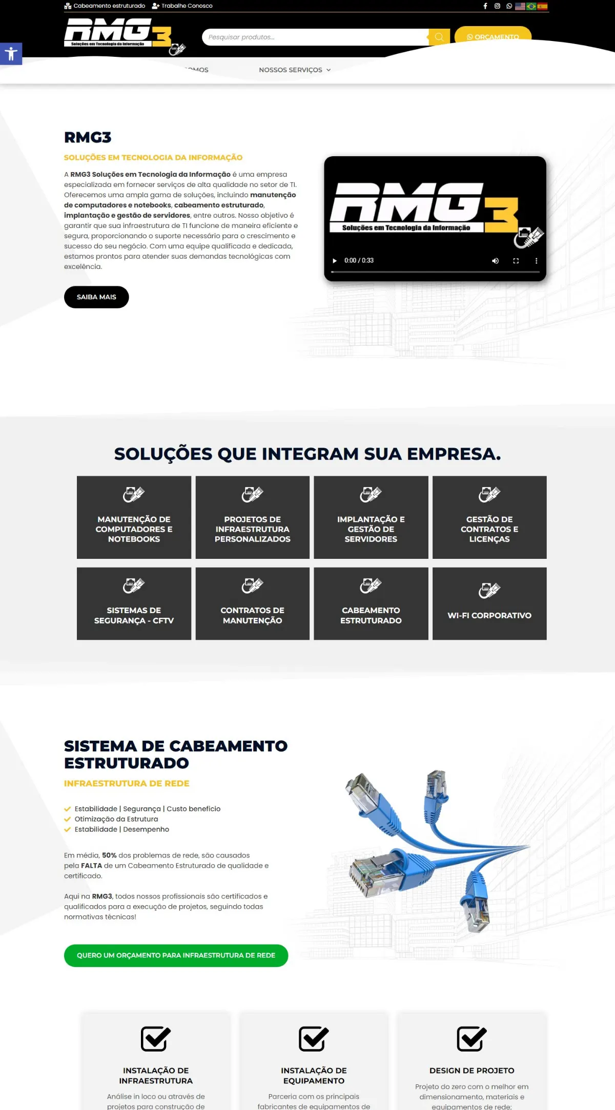 Página inicial do site RMG3 criado pela Agência Aúnika
