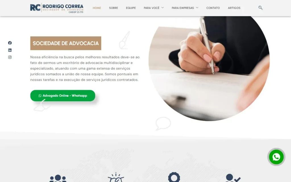 Site Rodrigo Correa Advogados criado pela Agência Aúnika