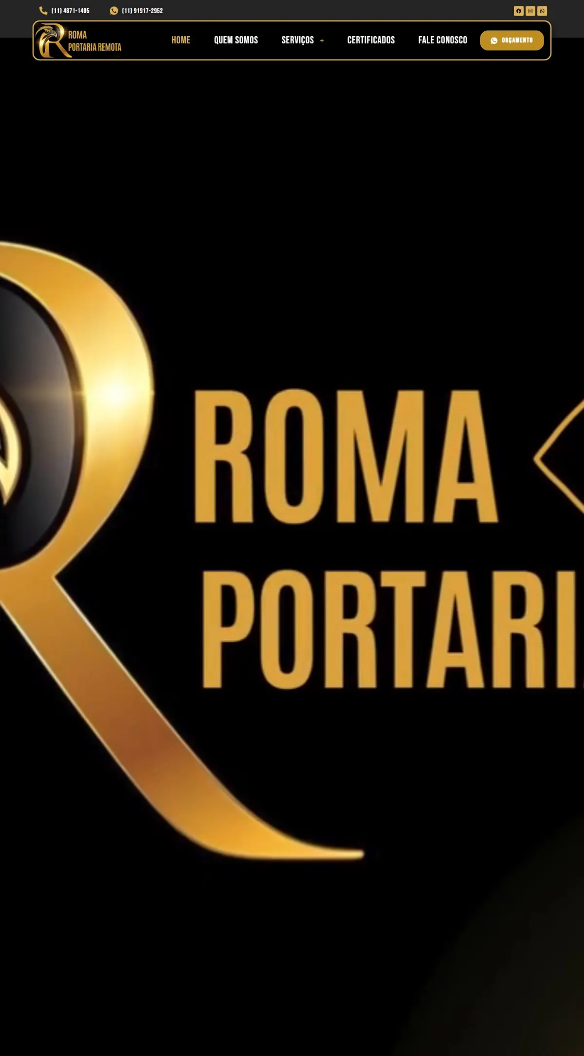 Página inicial do site ROMA Portaria Remota criado pela Agência Aúnika