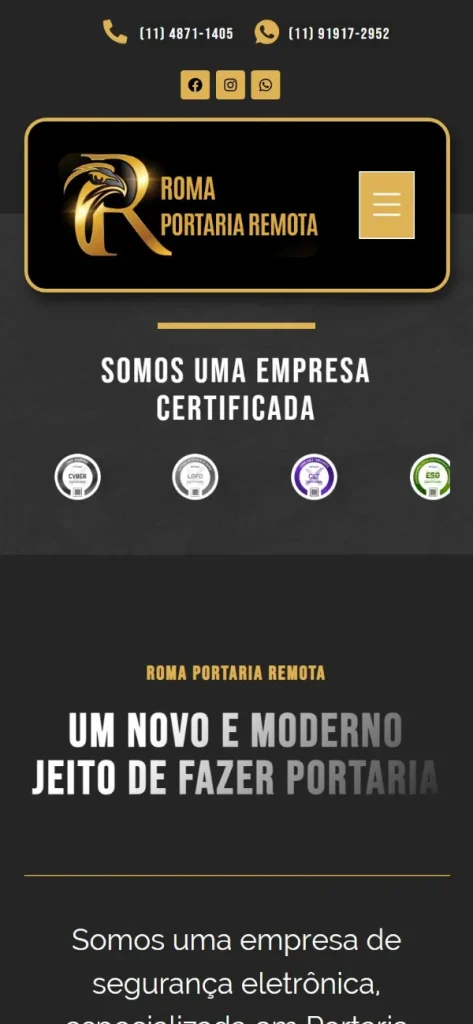 Versão para celular do site ROMA Portaria Remota