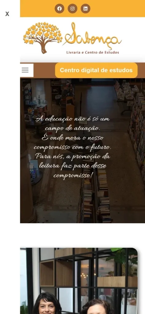 Versão para celular do site Sabença Livraria